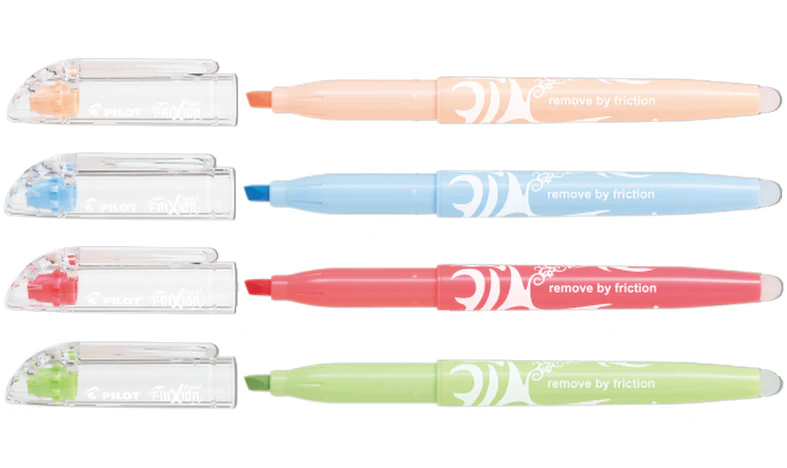 Pilot FriXion Light Natural Erasable Highlighter Pen Wallet of 4 (Light Green, Red, Sky Blue, Pale Orange) - Image 3