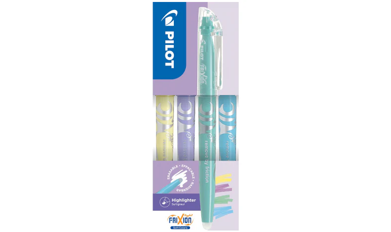 Pilot FriXion Light Soft Erasable Highlighter Wallet of 4 (Pastel Yellow, Pastel Violet, Pastel Green, Pastel Blue) - Image 2