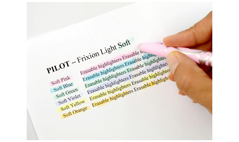 Pilot FriXion Light Soft Pastel Erasable Highlighter Pen Assorted Pack of 3 (Green Orange Violet) - Image 7