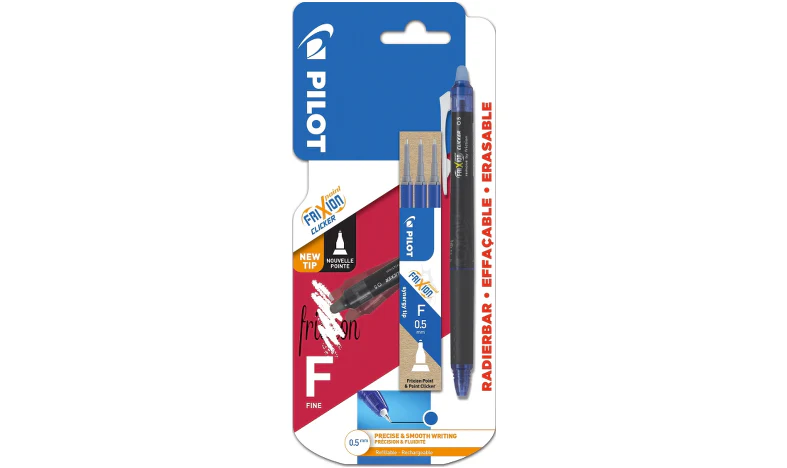Pilot FriXion Point Clicker Erasable Rollerball Pen Blue + 3 Pilot FriXion Refills - Image 2