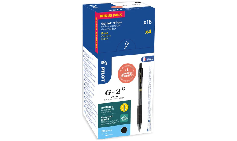 Pilot G-2 Plus BegreeN 0.7 Gel Ink Rollerball Pen Box of 20 Black - Image 2