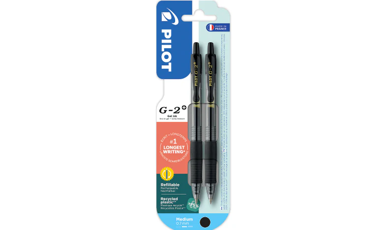 Pilot G-2 Plus BegreeN 0.7 Gel Ink Rollerball Pen Pack of 2 Black - Image 2