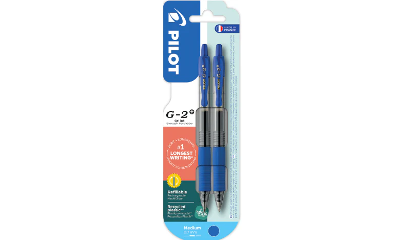Pilot G-2 Plus BegreeN 0.7 Gel Ink Rollerball Pen Pack of 2 Blue - Image 2