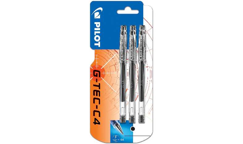 Pilot G-Tec-C4 Rollerball Pen BLGC4 Black Pack of 3 - Image 2