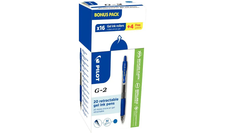 Pilot G2 07 Gel Ink Rollerball Pen BLG207 Box of 20 Blue - Image 2