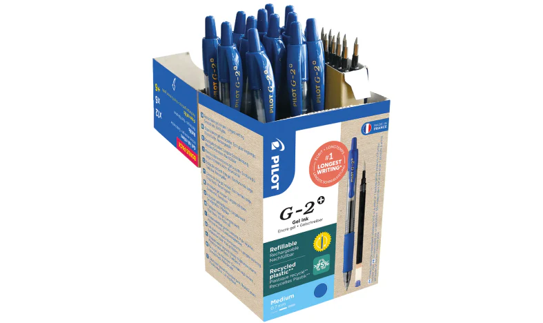 Pilot G2 Plus BegreeN 0.7 Gel Rollerball Pen Blue Box of 24 (12 Pens + 12 Refills) - Image 3