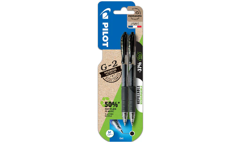 Pilot G2 07 Gel Ink Rollerball Pen BLG207 Black Pack of 2 - Image 2