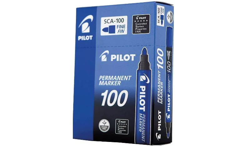 Pilot Permanent Marker 100 Bullet Tip Blue Box of 12 - Image 2