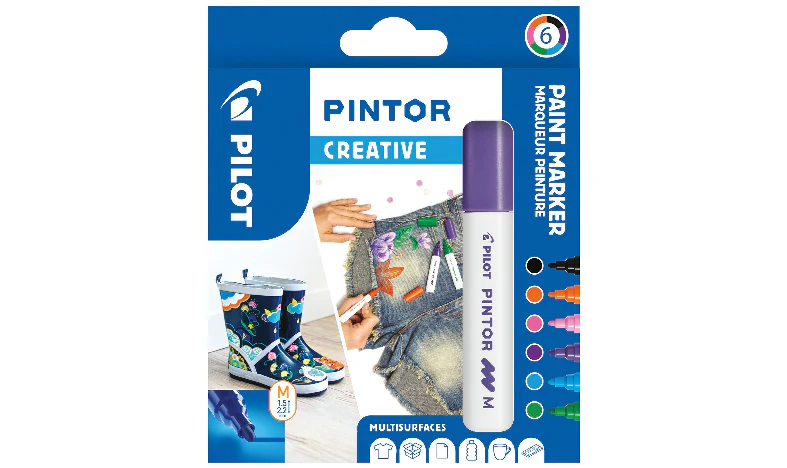 Pilot Pintor Marker Medium Assorted Wallet of 6 Creative Colours - Image 2