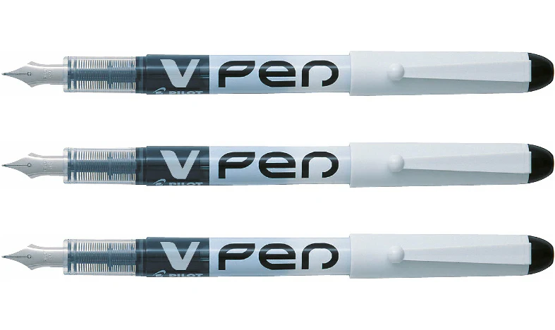 Pilot V-Pen Erasable Ink Fountain Pen Black Wallet of 3