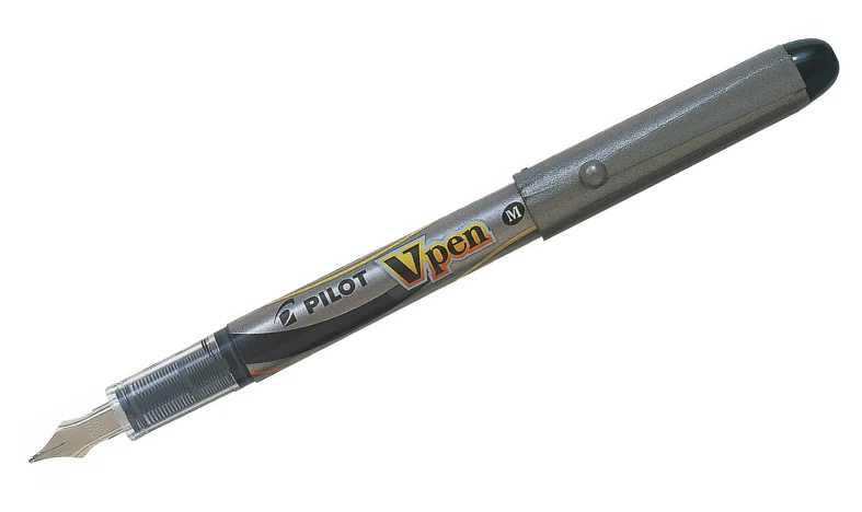 Pilot V-Pen Fountain Pen Silver Barrel - Image 2