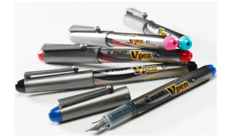 Pilot V-Pen Fountain Pen Silver Barrel - Image 9
