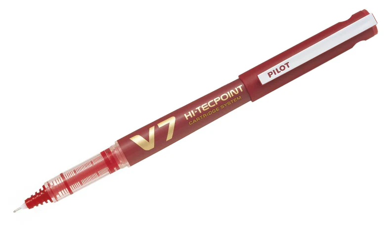 Pilot V7 Hi-Tecpoint Cartridge System Rollerball Pen with 3 Refills Red - Image 3