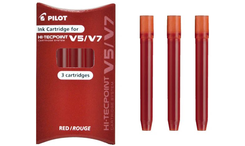 Pilot V7 Hi-Tecpoint Cartridge System Rollerball Pen with 3 Refills Red - Image 4