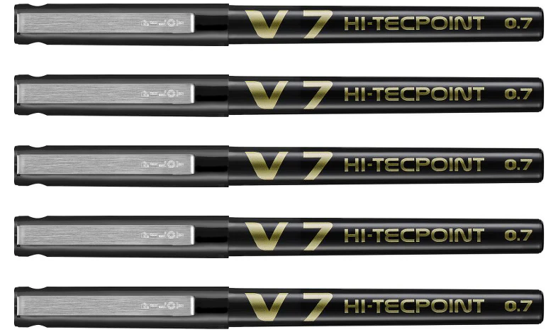Pilot V7 Hi-Tecpoint Rollerball Pen Black Pack of 5 - Image 3