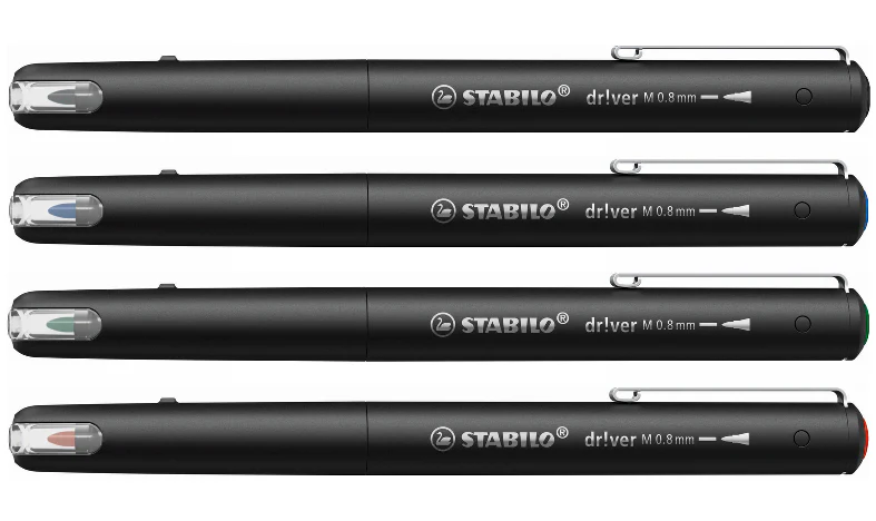 Premium Felt-Tip Pen - STABILO dr!ver - Medium - Pack of 4 - Black, Blue, Green, Red - Image 4