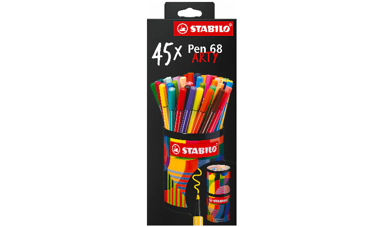Premium Fibre-Tip Pen - STABILO Pen 68 - ARTY - Tin of 45 - Assorted Colours - Image 2