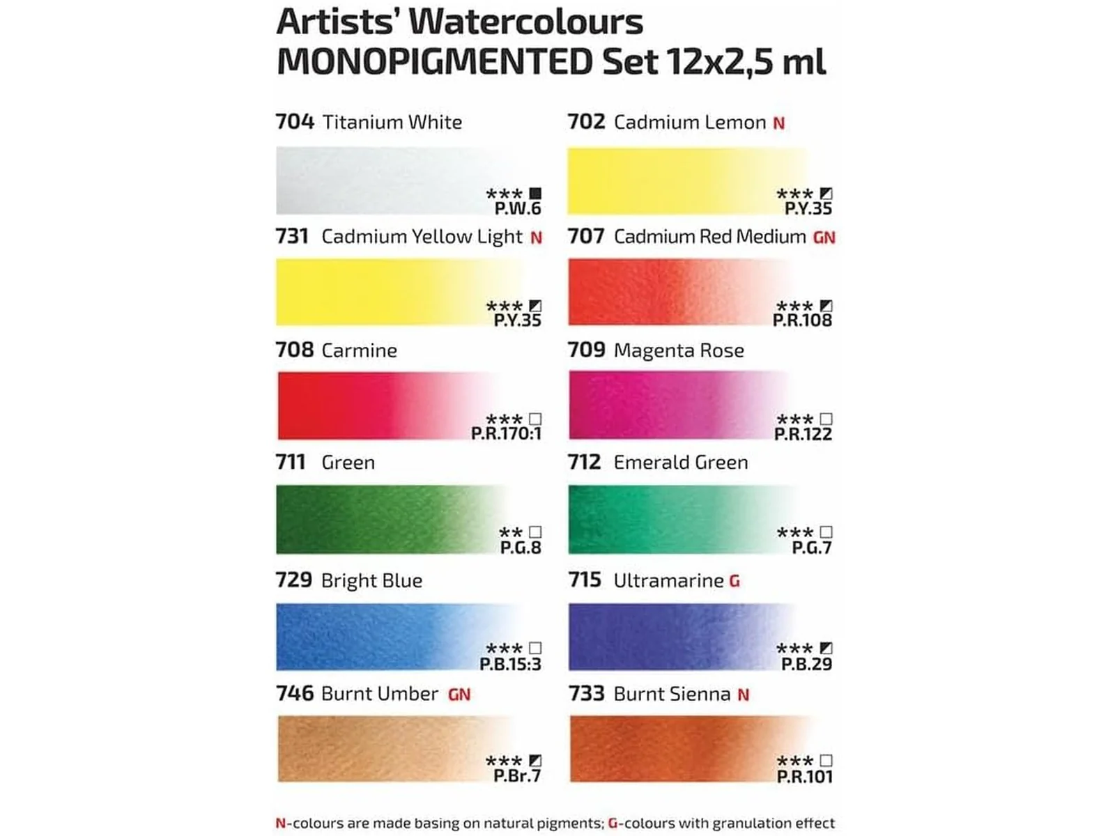 Rosa Gallery Watercolour Paint Set – Monopigmented 12 Colours - Image 4