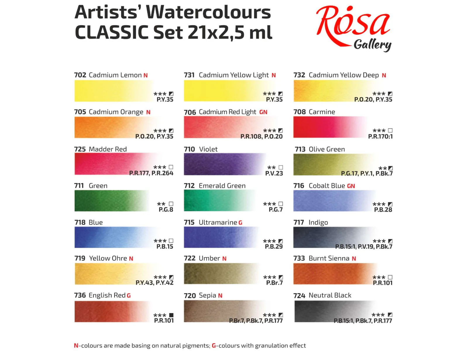 Rosa Gallery Watercolour Paint Set – Classic 21 Colours - Image 6