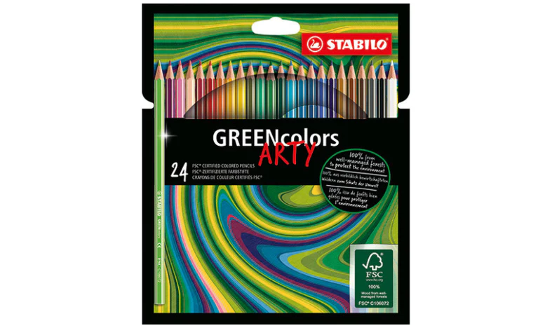 Eco-Friendly Colouring Pencil - STABILO GREENcolors ARTY - Pack of 24 - Assorted Colours - Image 2