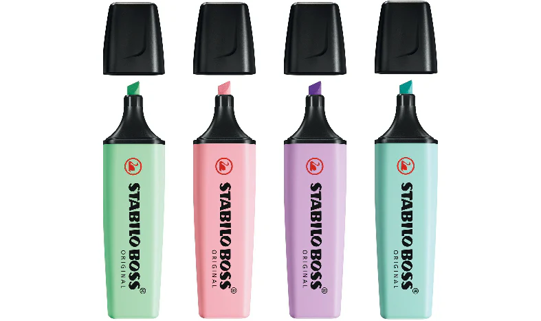 Highlighter - STABILO BOSS ORIGINAL Pastel - Pack of 4 - Hint of Mint, Pink Blush, Lilac Haze, Touch of Turquoise - Image 3