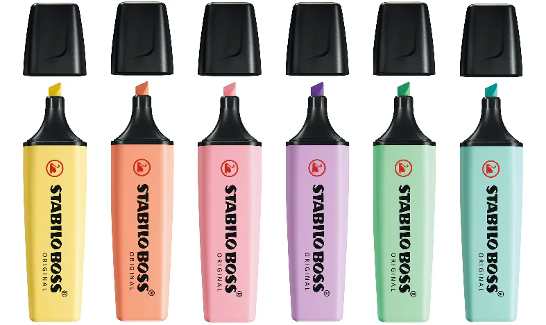 Highlighter - STABILO BOSS ORIGINAL Pastel - Pack of 6 - Milky Yellow, Creamy Peach, Pink Blush, Lilac Haze, Hint of Mint, Touch of Turquoise - Image 3