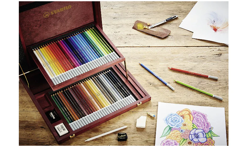 Chalk-Pastel Pencil - STABILO CarbOthello - Wooden Box of 60 - Assorted Colours with Sharpener and Eraser - Image 6