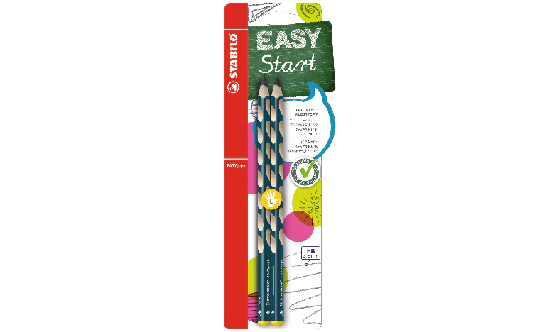 Ergonomic Graphite Pencil - STABILO EASYgraph - Left or Right Handed - Pack of 2 - Petrol - HB - Image 3