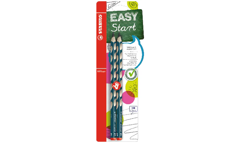 Ergonomic Graphite Pencil - STABILO EASYgraph - Left or Right Handed - Pack of 2 - Petrol - HB - Image 5