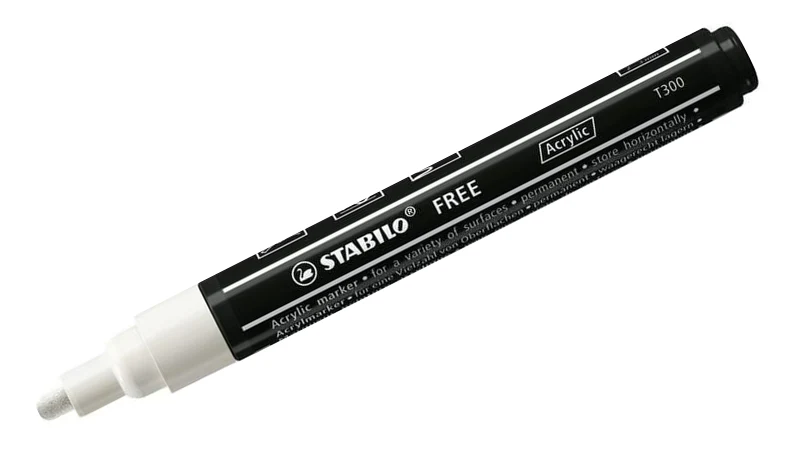 Acrylic Marker - STABILO FREE Acrylic - T300 2-3 mm Bullet Tip Candy - Wallet of 5 - Assorted Colours - Image 6