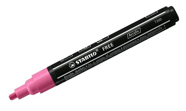 Acrylic Marker - STABILO FREE Acrylic - T300 2-3 mm Bullet Tip Candy - Wallet of 5 - Assorted Colours - Image 9