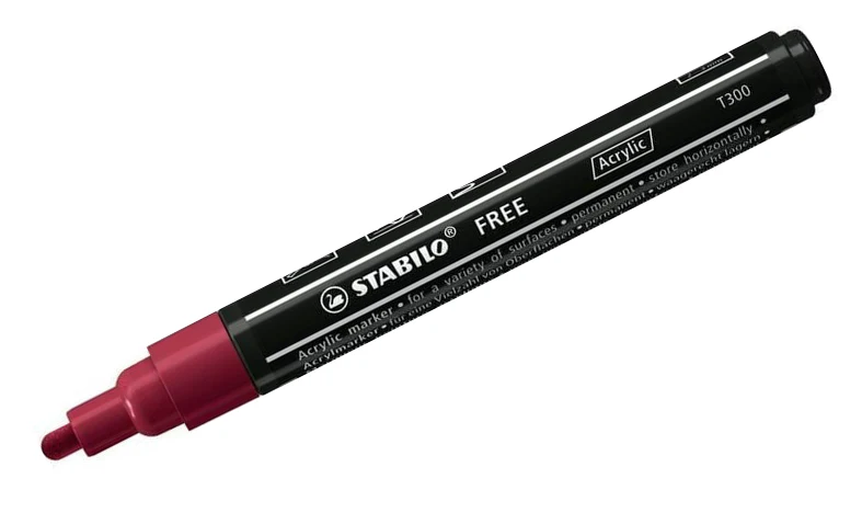 Acrylic Marker - STABILO FREE Acrylic - T300 2-3 mm Bullet Tip Urban - Wallet of 5 - Assorted Colours - Image 7