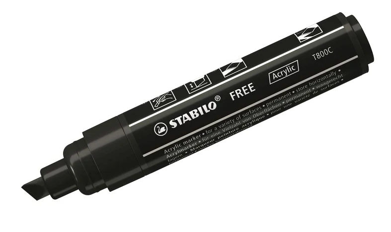 Acrylic Marker - STABILO FREE Acrylic - T800C 4-10 mm Bullet Tip - Bold - Wallet of 5 - Assorted Colours - Image 10