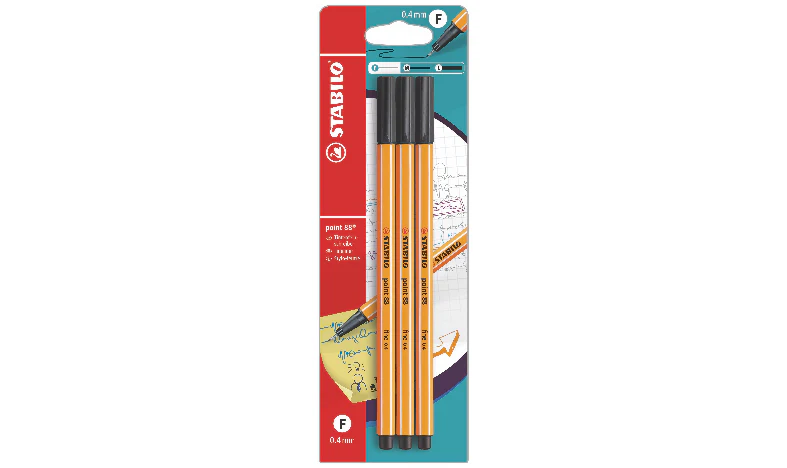 Fineliner - STABILO point 88 - Pack of 3 - Black - Image 2