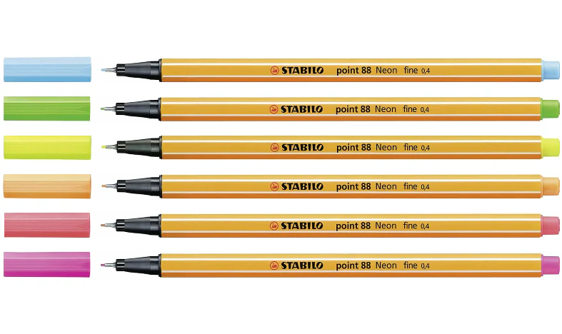 Fineliner - STABILO point 88 - Pack of 6 - Neon Colours - Image 3