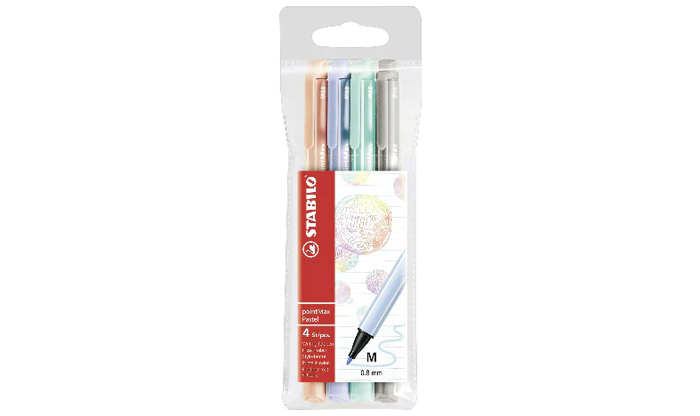 Nylon Tip Writing Pen - STABILO pointMax - Wallet of 4 - Assorted Pastel Colours - Image 2