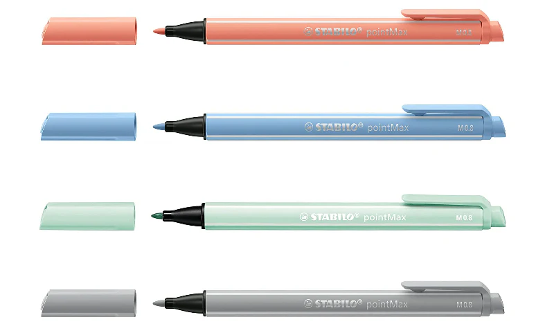 Nylon Tip Writing Pen - STABILO pointMax - Wallet of 4 - Assorted Pastel Colours - Image 3