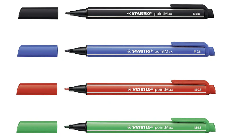 Fineliner - STABILO pointMax - Pack of 4 - Black, Ultramarine, Carmine, Green - Image 3