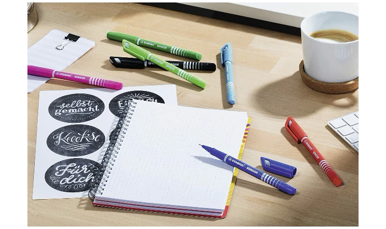 Fineliner with Cushioned F-Tip - STABILO SENSOR F - Pack of 4 - Green, Red, Blue, Black - Image 5