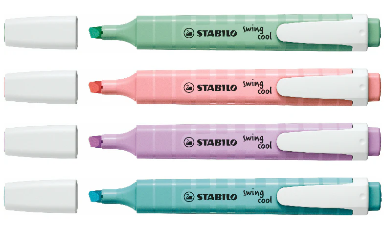 Highlighter - STABILO swing cool Pastel - Pack of 4 - Hint of Mint, Pink Blush, Lilac Haze, Touch of Turquoise - Image 3
