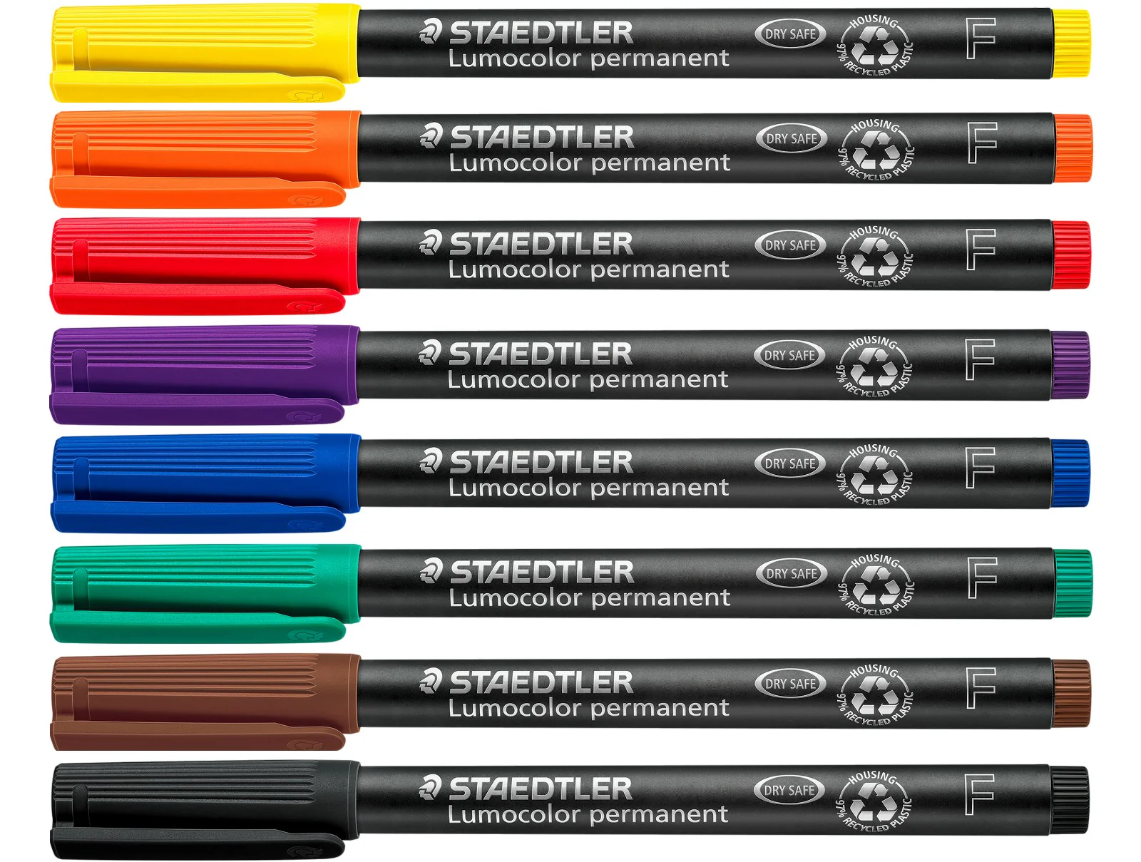 STAEDTLER Lumocolor Permanent Pen 318 F – Assorted Colours (Pack of 8) - Image 3