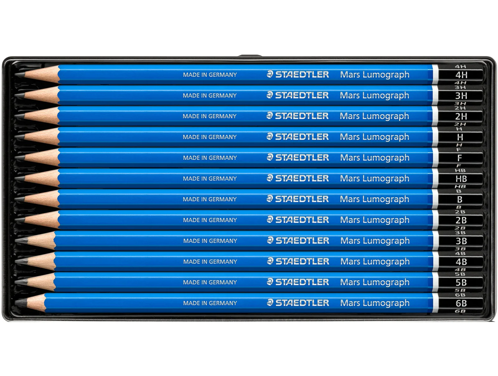 STAEDTLER Mars Lumograph 100 Graphite Pencils – Assorted Set (Pack of 12) - Image 4
