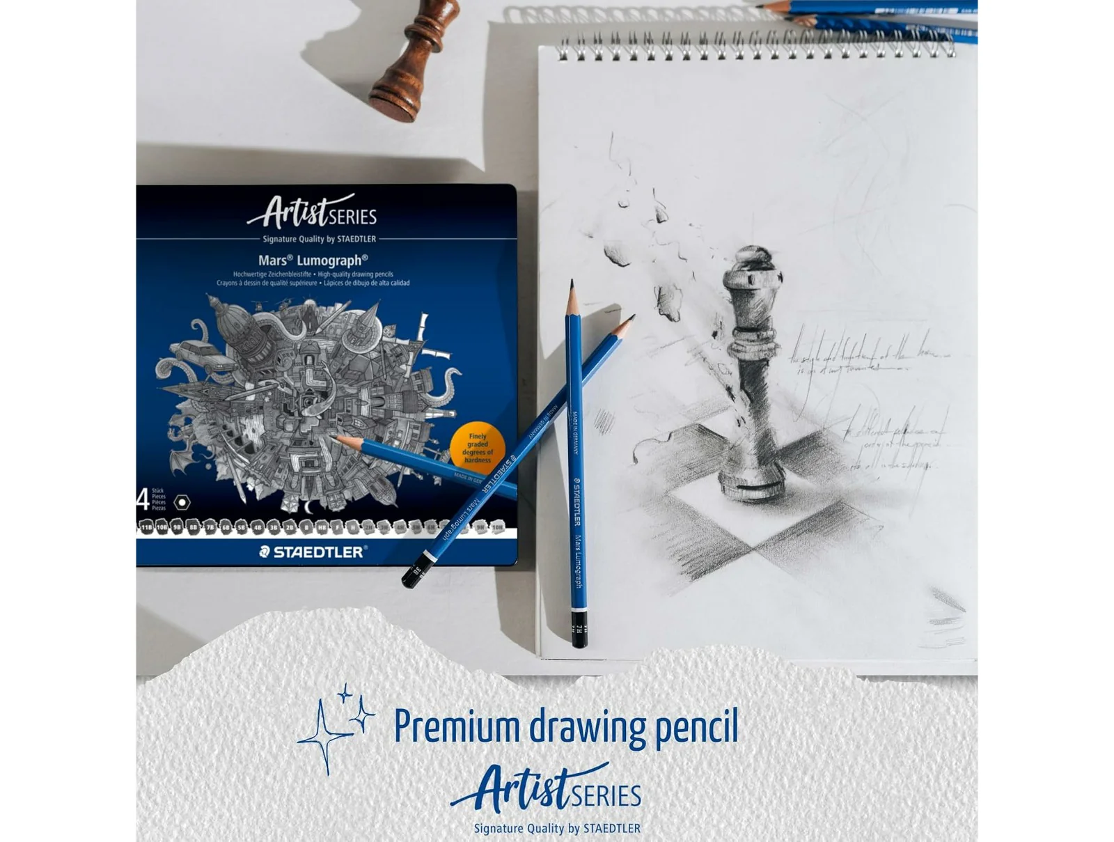 STAEDTLER Mars Lumograph 100 Graphite Pencils – Full Range Set (Pack of 24) - Image 10