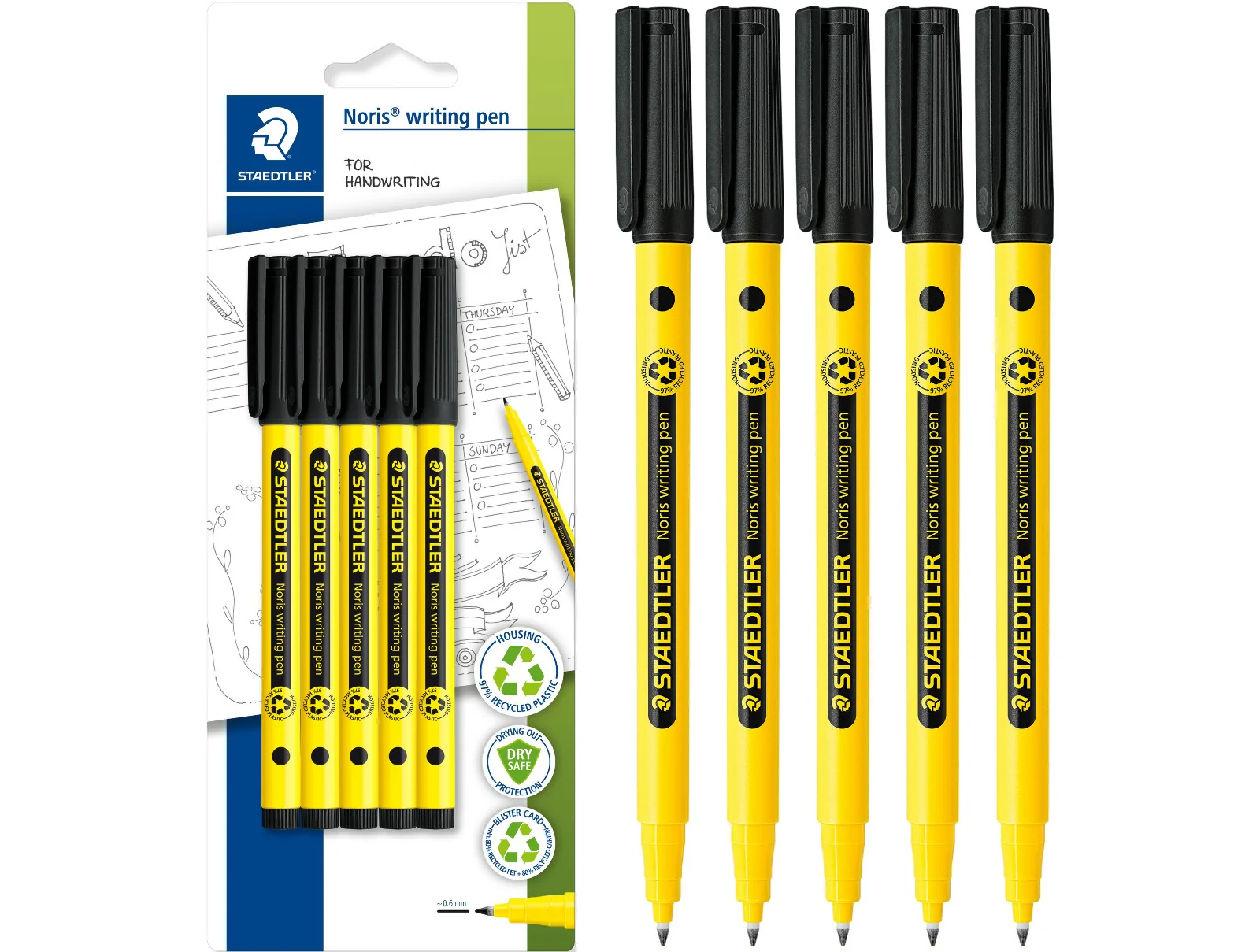 STAEDTLER Noris Handwriting Pen 307 – Black (Pack of 5)