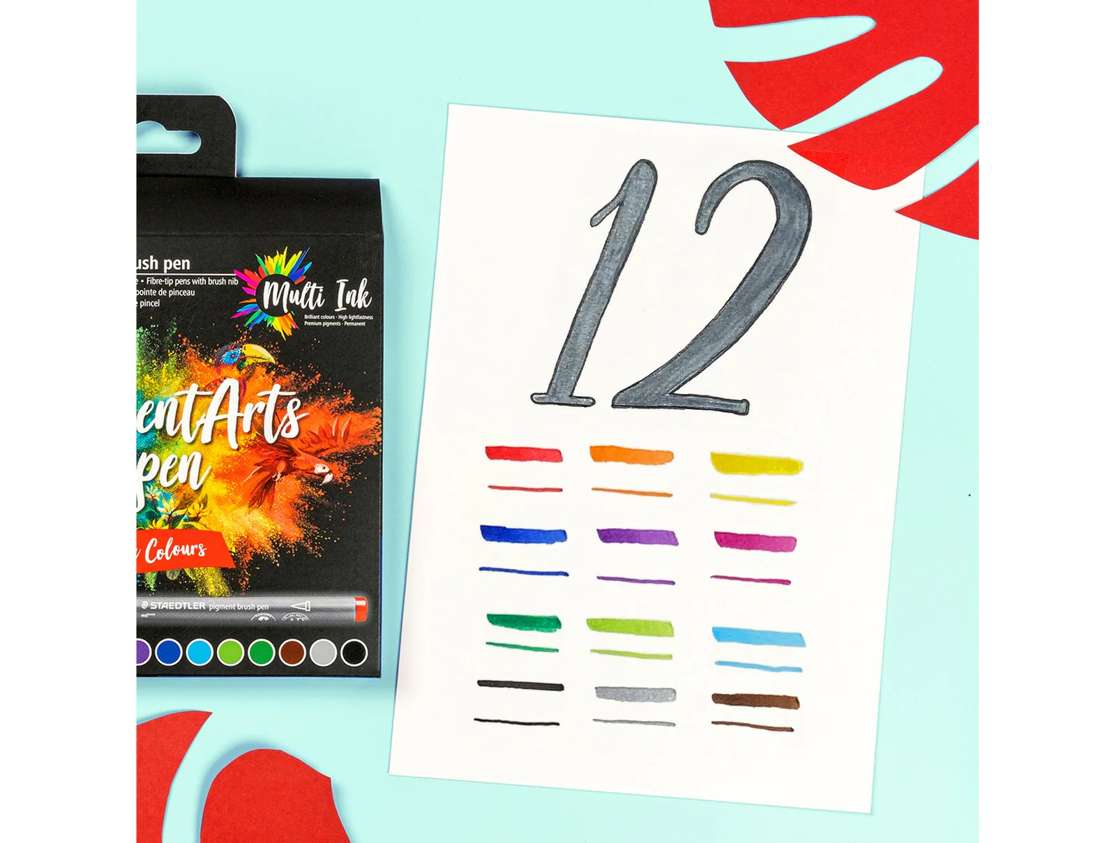 STAEDTLER Pigment Brush Pen 371 Set – Assorted Colours (Pack of 12) - Image 5