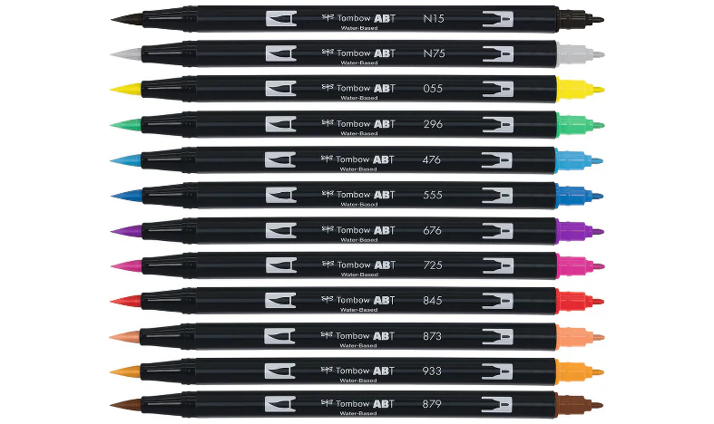 Tombow ABT Dual Brush Pen Primary Colours Set of 12 - Image 3