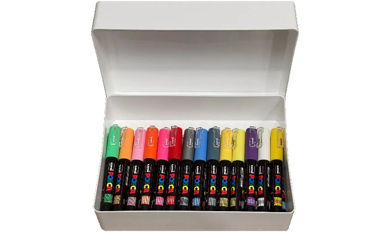 Uni POSCA Marker Pen PC-1M Extra-Fine - Set of 28 Assorted Colours - Gift Boxed - Image 2