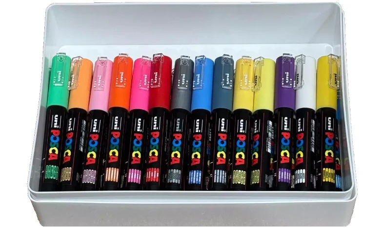 Uni POSCA Marker Pen PC-1M Extra-Fine - Set of 28 Assorted Colours - Gift Boxed - Image 5