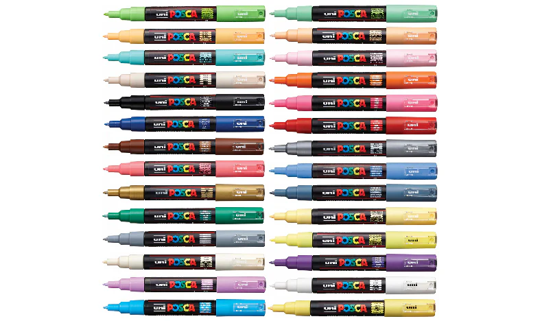Uni POSCA Marker Pen PC-1M Extra-Fine - Set of 28 Assorted Colours - Gift Boxed - Image 6