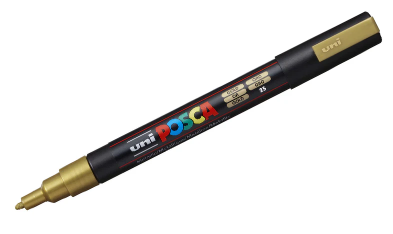 Uni POSCA Marker Pen PC-3M Fine Set of 2 (Gold Silver) - Image 2